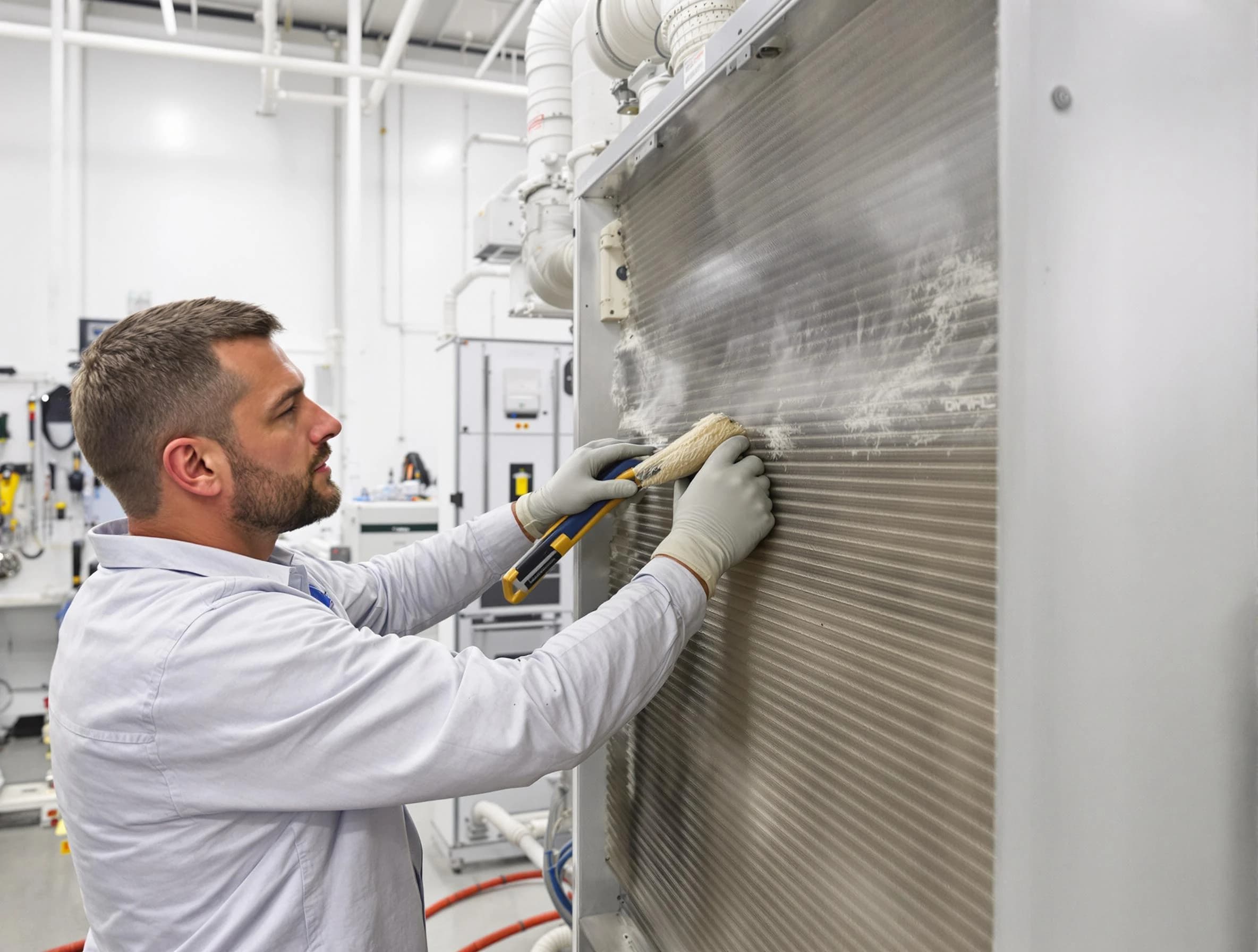 Chamblee Air Duct Cleaning technician performing precision commercial coil cleaning at a Chamblee business
